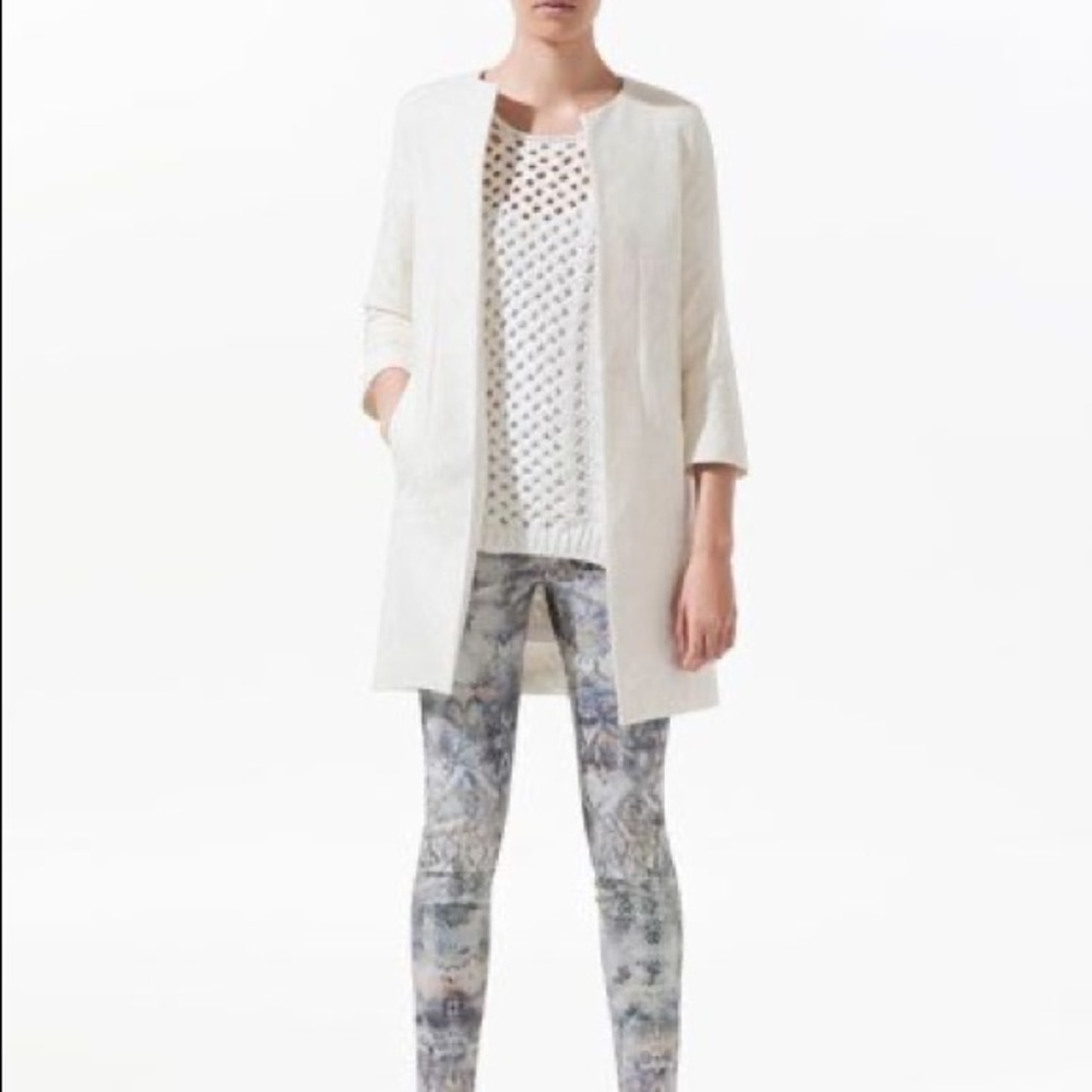 Zara Floral Lace Coat White